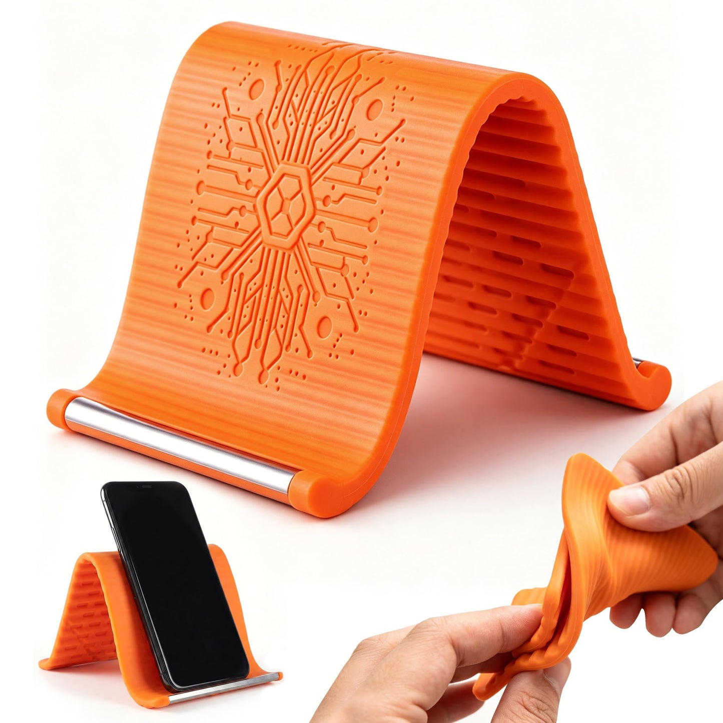 Starsurp Portable Foldable Silicone Aluminum Phone Holder, 2026 New Flexible Silicone Phone Holder, Folded into Any Shape, Universal Adjustable