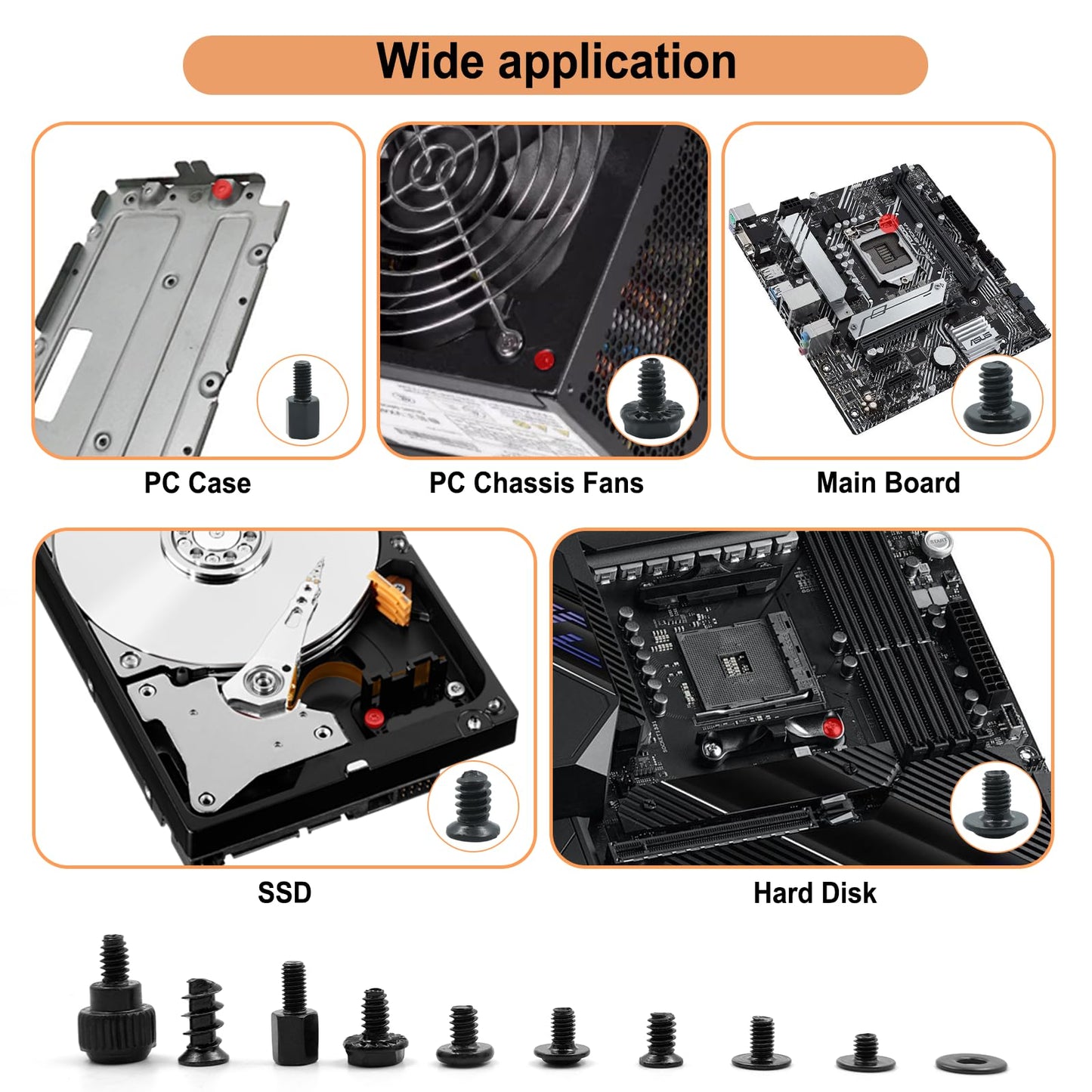 420PCS Computer Screw Kit, Motherboard Standoffs Assorted Screws for PC Case, HDD, SSD, Laptop, Fan, CD-ROM - for DIY PC Build Repair