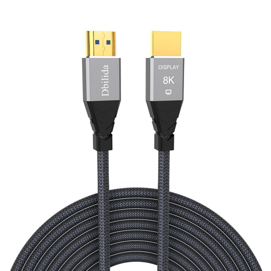 Dbilida 8K Fiber HDMI Cable 50ft, Nylon Braided Fiber Optic HDMI 2.1 Cable Support 48Gbps, 8K 60Hz, 4K 120Hz, Dynamic HDR, eARC, HDCP2.2/2.3