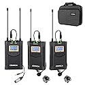 Comica CVM-WM100PLUS - Wireless Microphone System for Cameras, Camcorders, Smartphones, Laptops, Professional UHF Wireless Lavalier Lapel Microphone