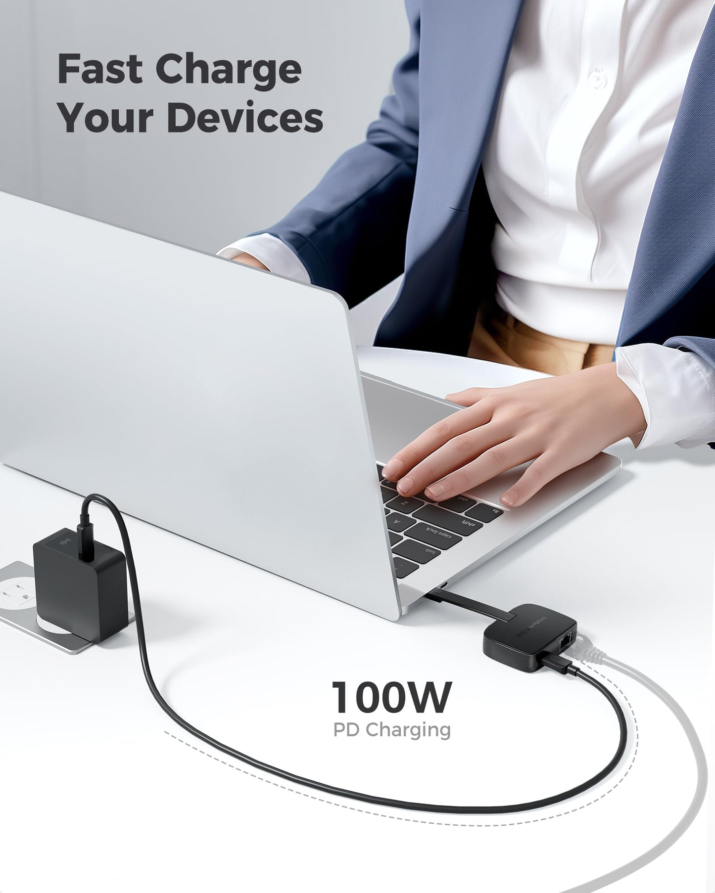 Cable Matters USB C to 2.5Gb Ethernet Adapter with 100W Charging,