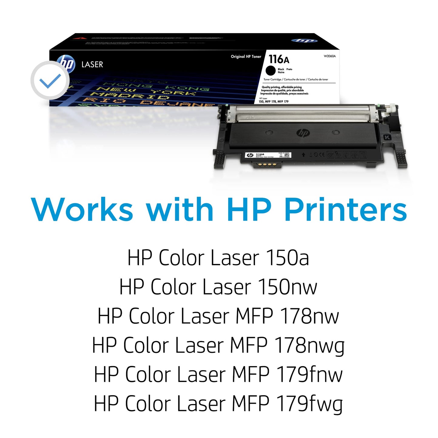 HP 116A Black Toner Cartridge | Works Color Laser 150 Series, Color Laser MFP 178, 179 Series | W2060A