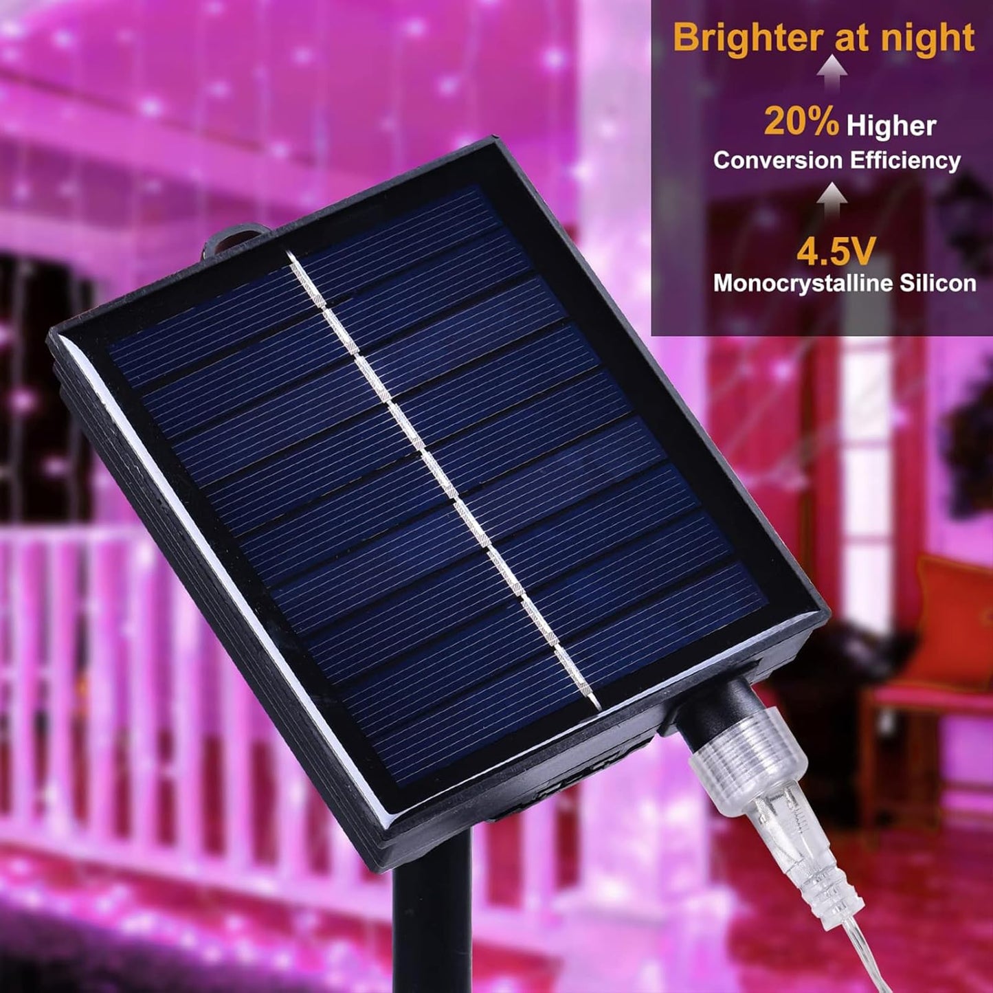 XINXIANLIAN 300LED Solar Curtain Lights USB & Solar Dual Powered Waterproof Fairy String Lights 8 Modes Twinkle for Home Indoor Outdoor Use Garden