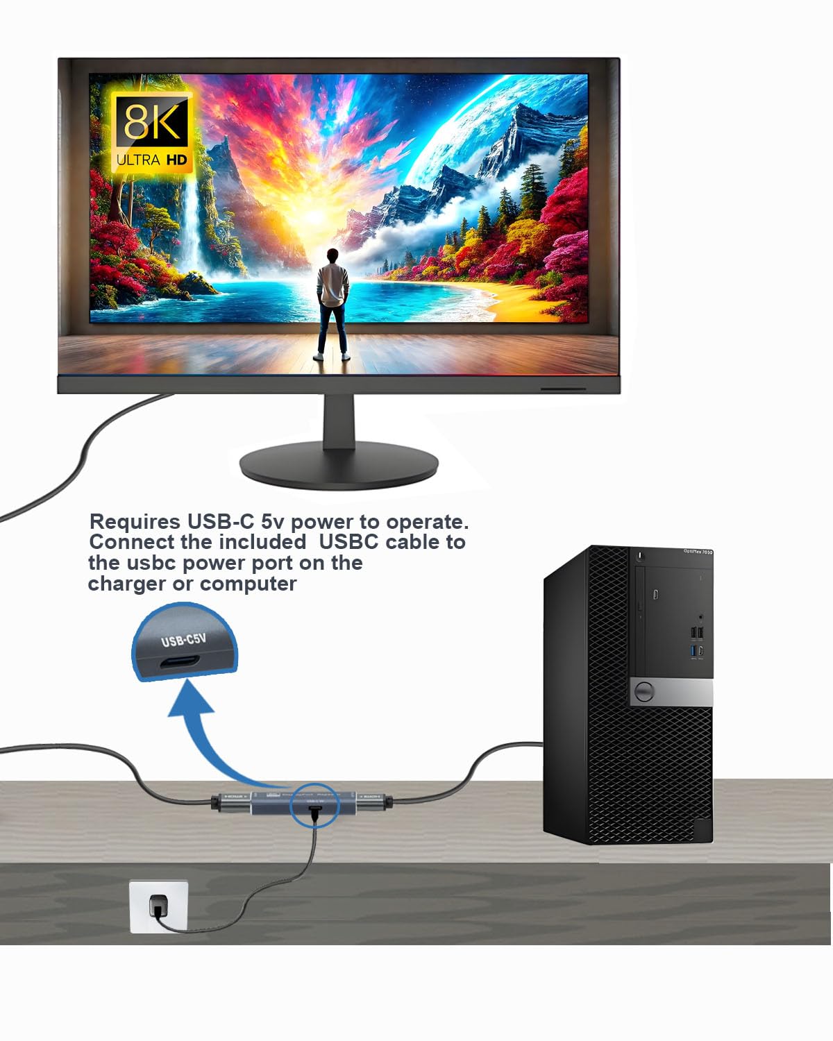 Techigher DisplayPort Repeater Amplifier Signal Booster - 4K@240Hz 33ft,4K@60Hz 82ft Extender, DisplayPort Booster Female to Female Plug & Play,
