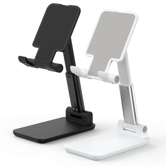 HZZADZXW 2 Pack Cell Phone Stand for Desk, Adjustable Angle & Height, Foldable Portable Phone Holder with Anti-Slip Silicone Pad, Compatible
