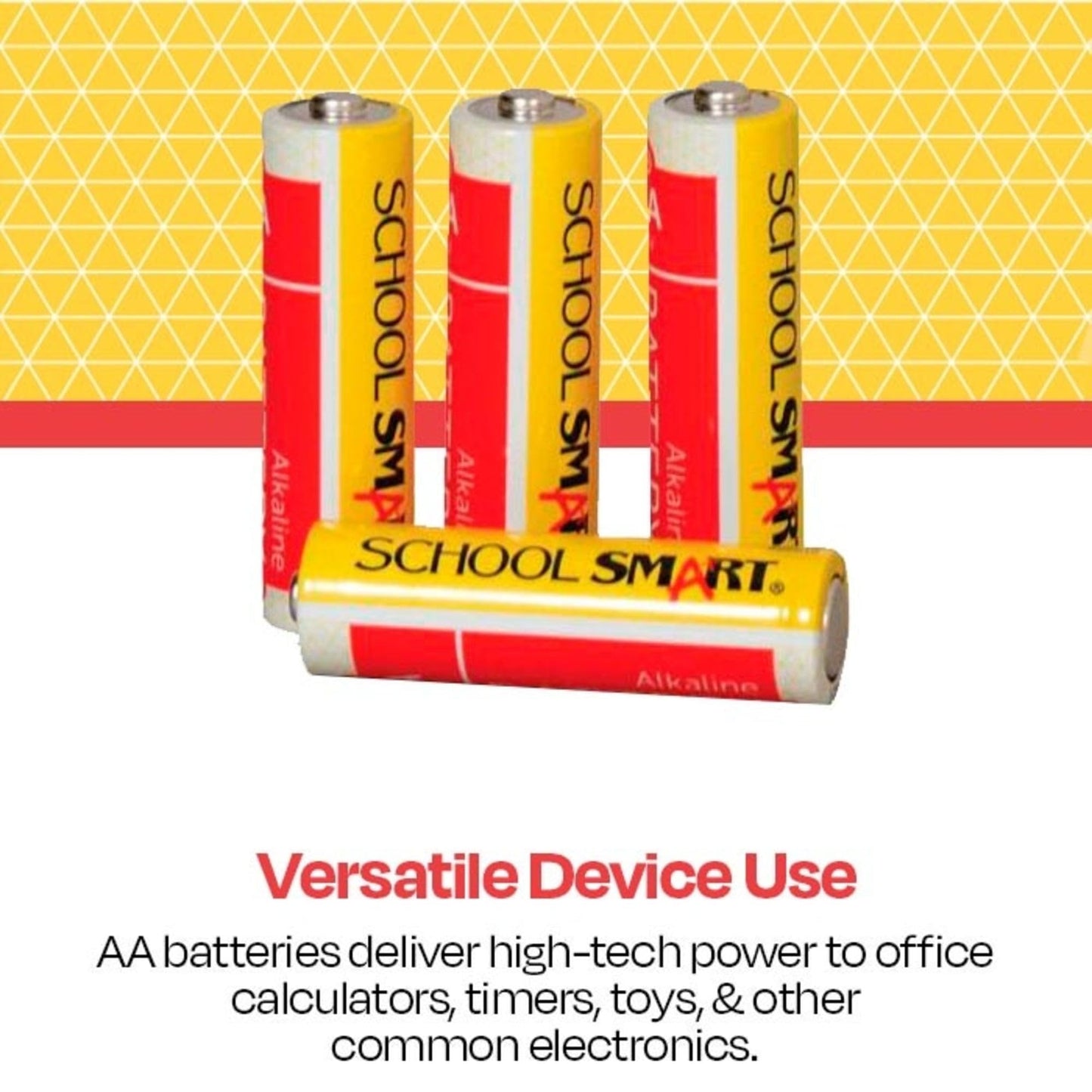 School Smart - 595618 Alkaline AA Battery, Pack of 4