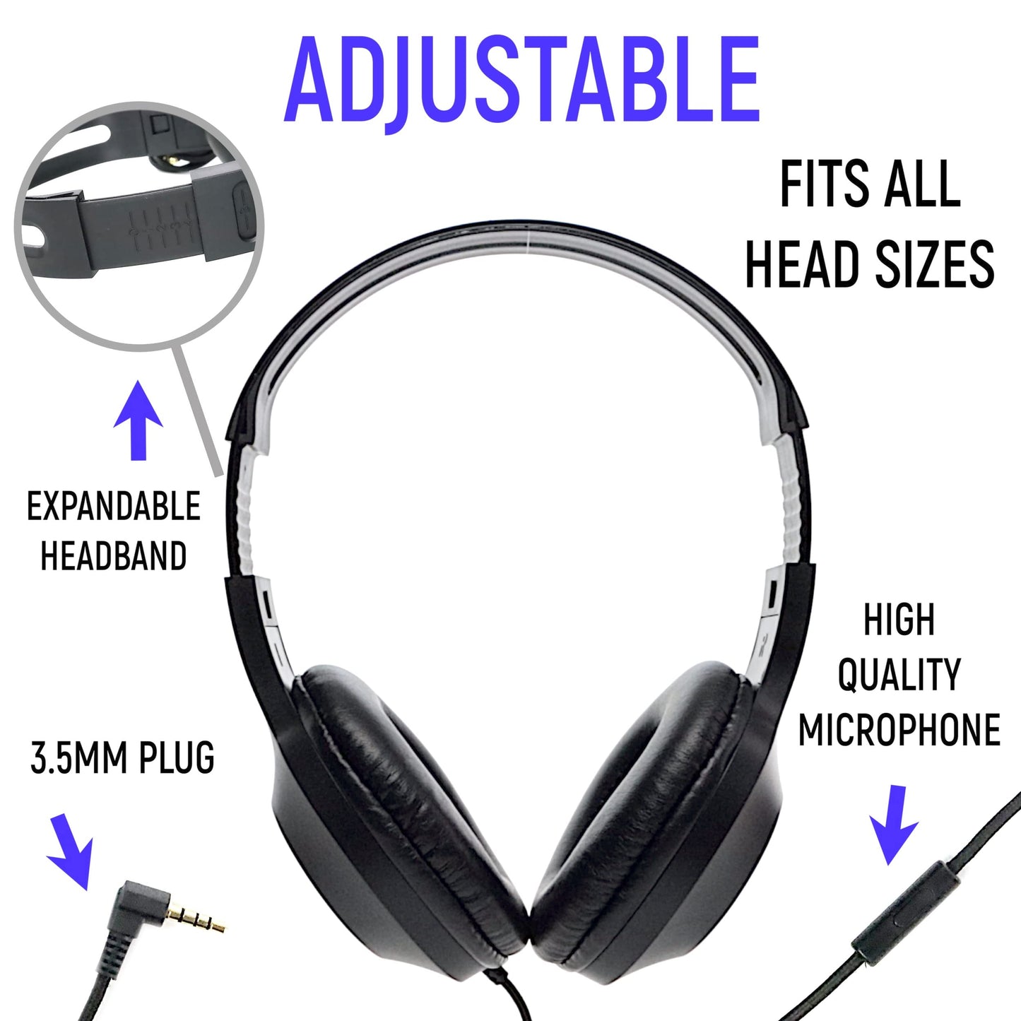 Eduvy Bulk Headphones for Classroom with Microphone, Heavy-Duty School Pack Wired Headphones for Students. Teacher Must Haves Supplies from…