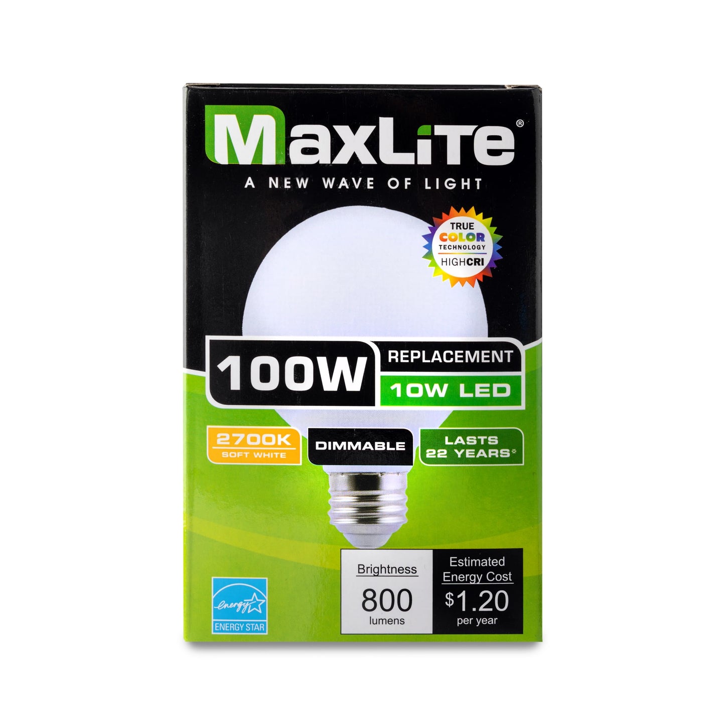 Maxlite 10G25DLED927/JA8 Dimmable 10W LED 2700K G25 Globe - Incandescent Light Bulbs Replacement, Soft White Light Bulbs, JA8 Compliant, 92 CRI, 25000