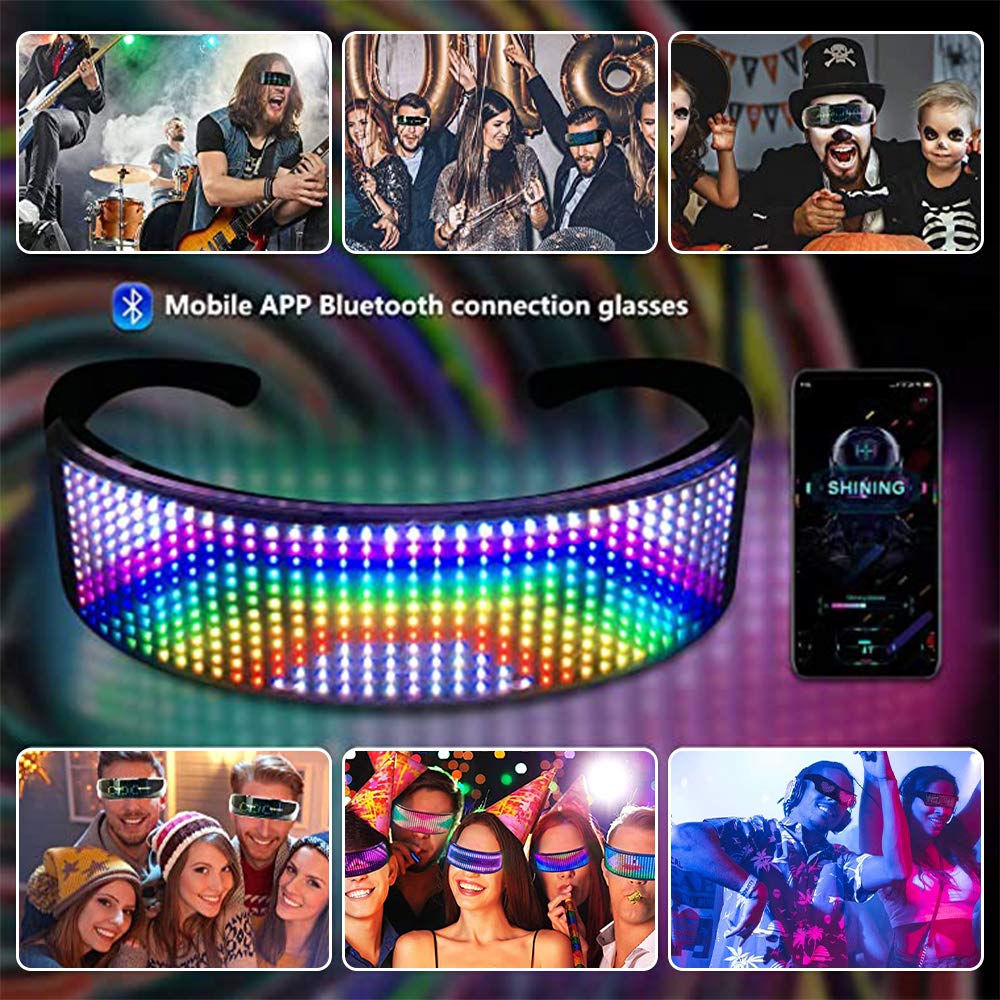 Keledz LED Customizable Glasses for Party, Adults RGB Fullcolor LED Glasses,USB Rechargeable Future Style Glasses for Nightclub, Festivals, Raves