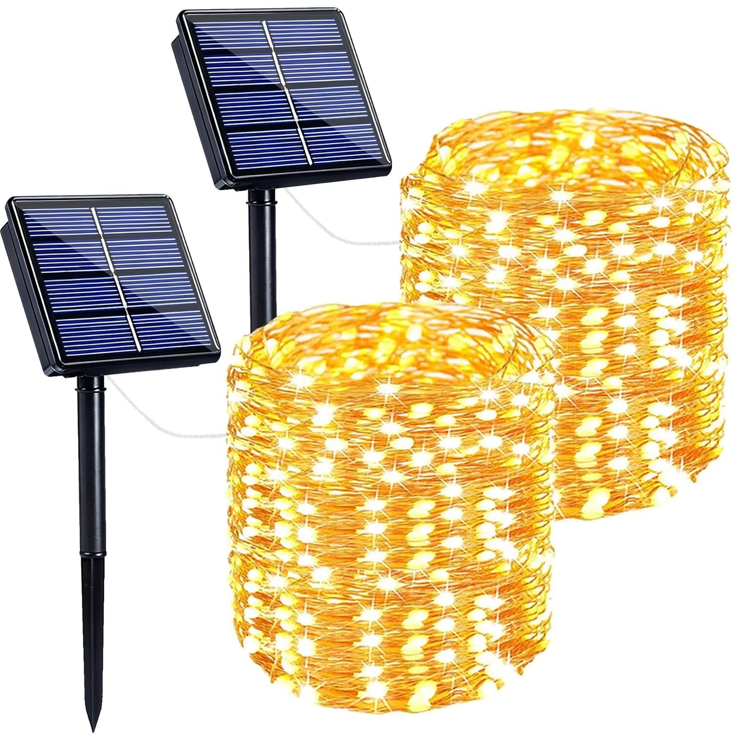 Extra-Long 144FT Solar String Lights for Outside, 2 Pack 400LED Solar Fairy Lights Outdoor Waterproof, Copper Wire with 8 Modes Solar Twinkle Lights