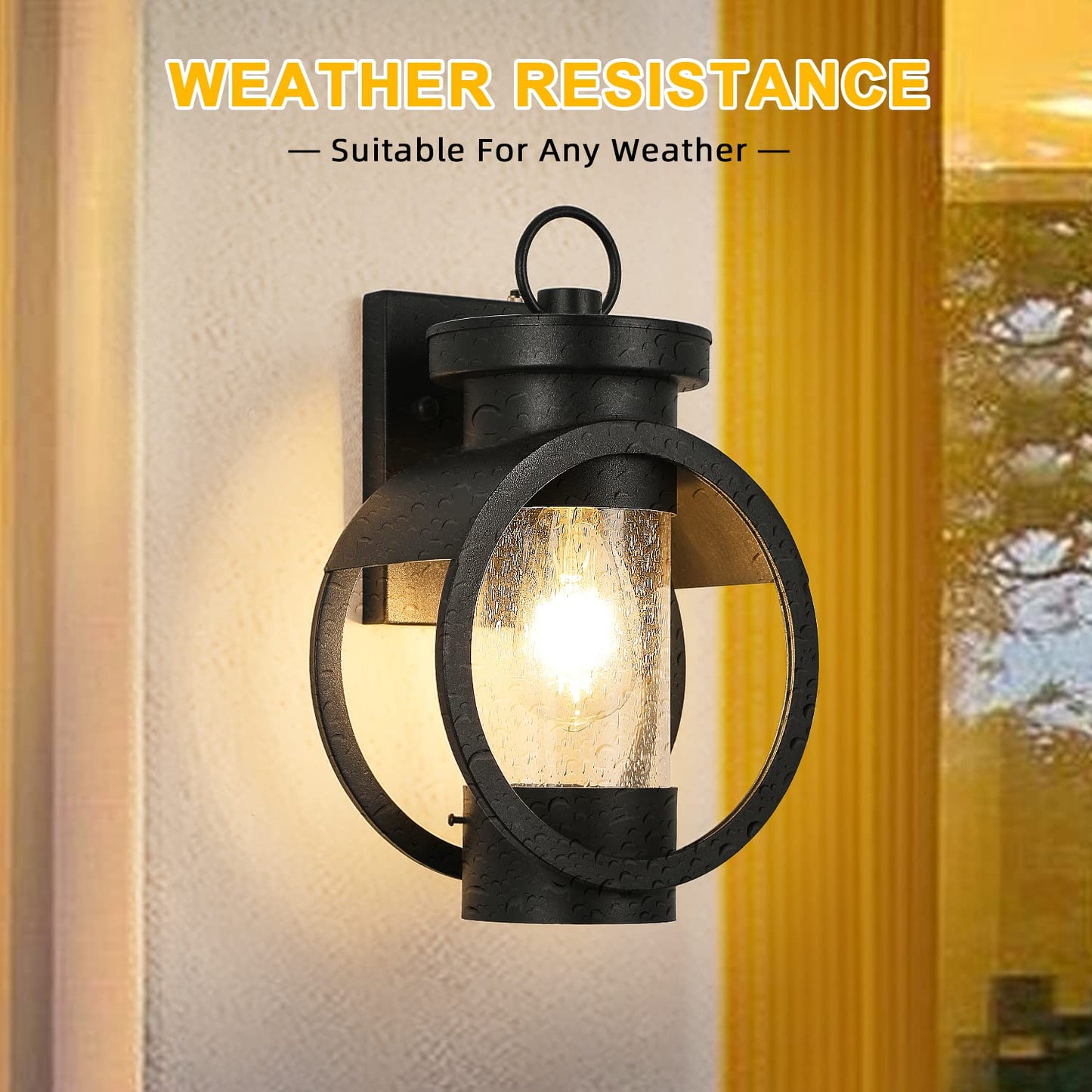 Dusk to Dawn Sensor Industrial Outdoor Wall Sconce Modern Exterior Wall Mounted Light Fixture Waterproof Outdoor Wall Lantern, Matte Black Outside