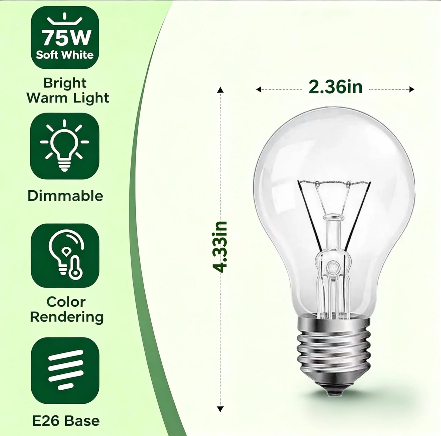 NABKRA 75 Watt Incandescent Light Bulbs, 75W A19 Shatter Resistant Rough Service Light Bulb, Soft White - 12 Pack