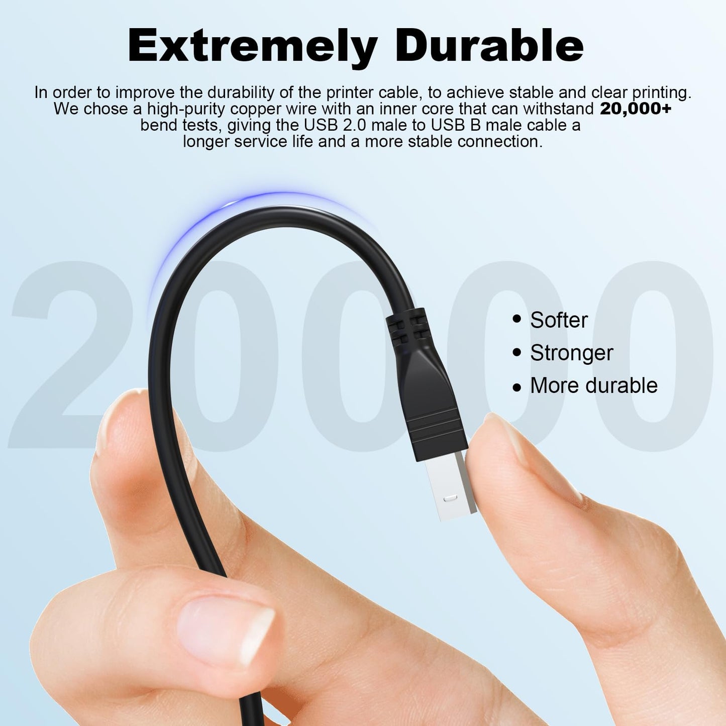 Zosvoses USB 2.0 Printer Cable Compatible with HP DeskJet 2755e, 2855e, 4155e, 4255e, 2722, 2752, 2755, 3630, 3752, 3755, 3772, OfficeJet 3830, 4650