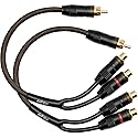 Install Link RCA Audio Cable for Subwoofer or Stereo Cable, Y Adapter 1-Male to 2-Female Splitter, 2pk