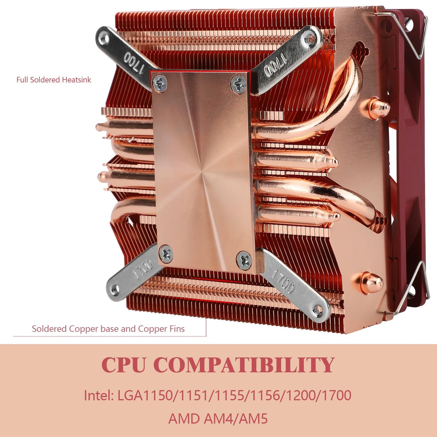 Thermalright AXP90-X53 Full Cooper Low Profile CPU Cooler ITX,with 92mm TL-9015R Slim PWM Fan ITX CPU Cooler,AGHP Technology,53mm Height,for AMD AM4