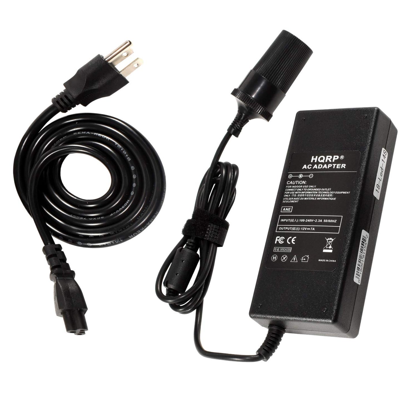 HQRP AC Adapter 110V to 12V DC 7Amp Converter for Rechargeable Car Cigarette Lighter Flashlight/Automotive Vacuum Cleaner UP to 84W Plus HQRP Coaster