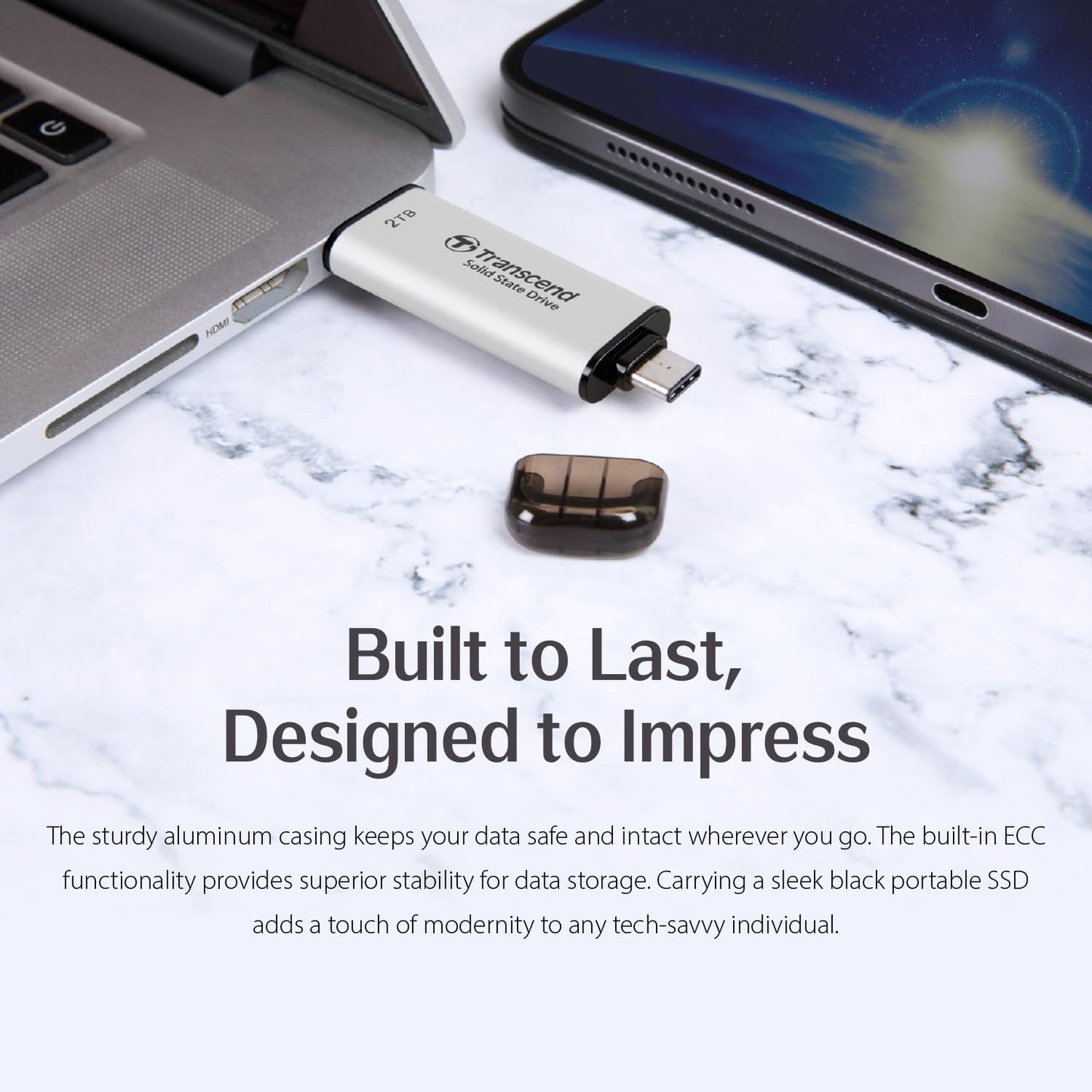 Transcend ESD310 512GB External SSD, Up to 1,050MB/s, Dual USB Flash Drive for iPhone/iPad/Mac/Windows/Android/Tablet/PC, USB3.2Gen2 Thumb Drive Photo