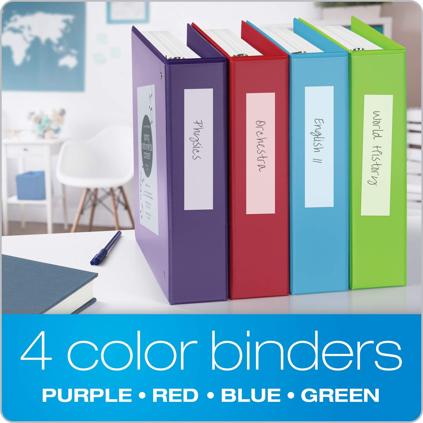 Cardinal 3 Ring Binders, Binders for School and Office, Durable 2 Inch Binder with Round Rings, Holds 475-Sheets, ClearVue Covers, Non-Stick