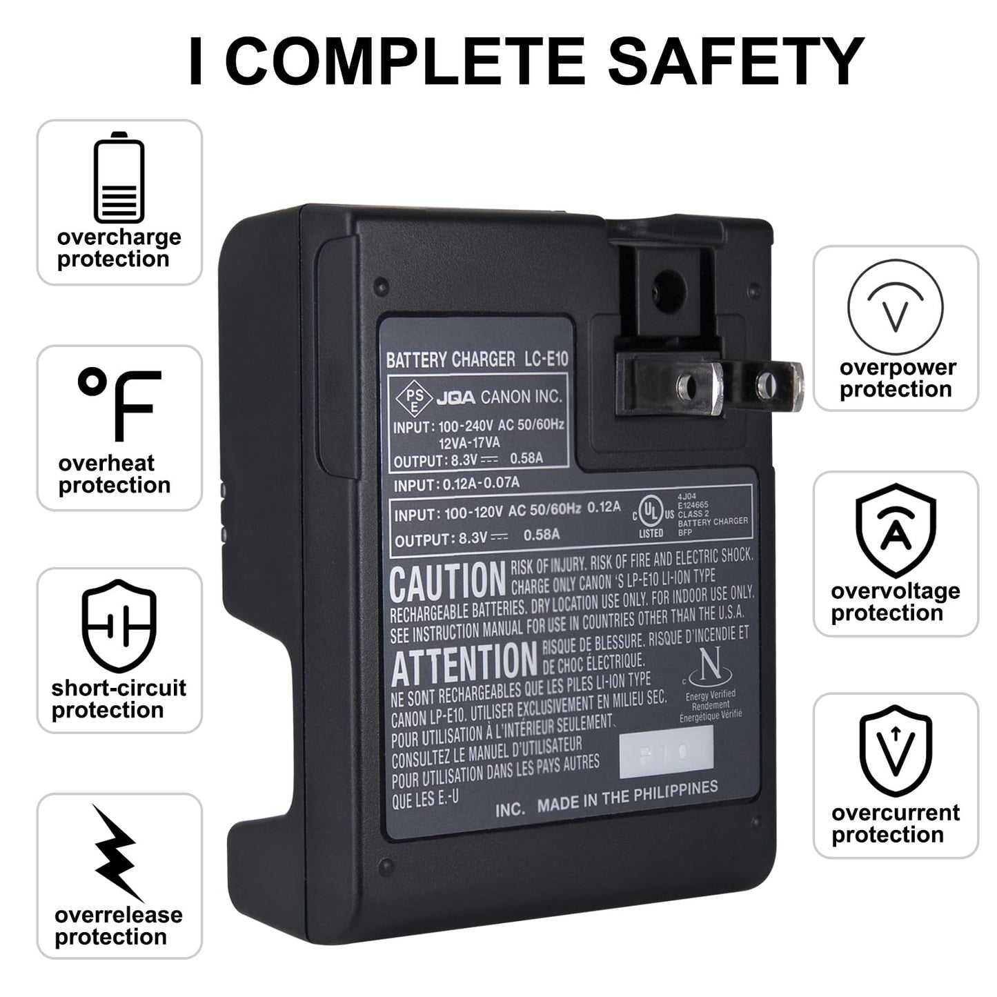 LC-E10E Quick Charger for Canon: LP-E10 LC-E10 LC-E10C Compatible Battery EOS 1100D 1200D 1300D 1500D 2000D 3000D 4000D kiss X50 X70 X80 X90 Rebel T3