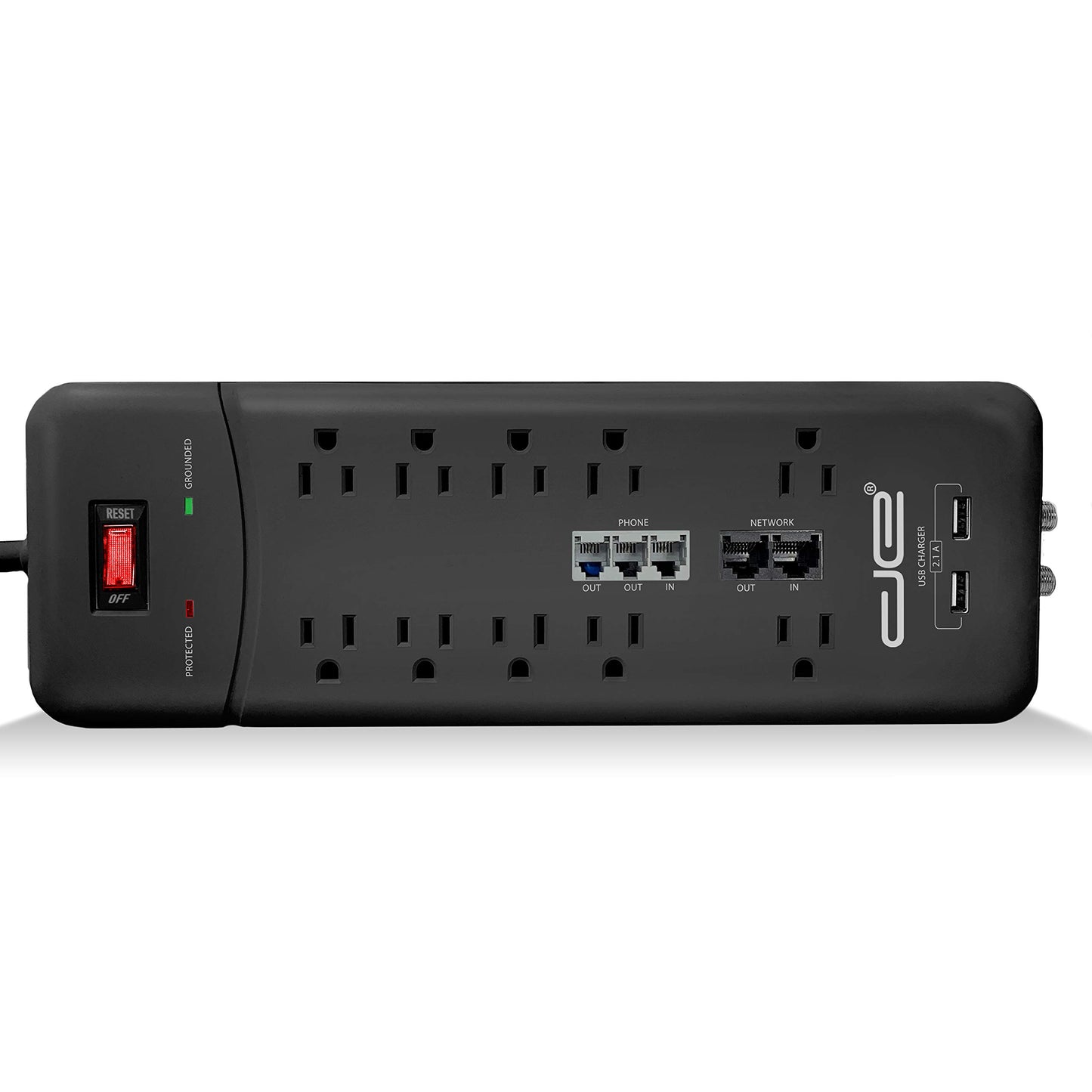 Digital Energy 10-Outlet Straight Plug 4050 Joules Heavy Duty Surge Protector Power Strip, 25 Foot Long Extension Cord, 15 AMP, 15 FT, Black
