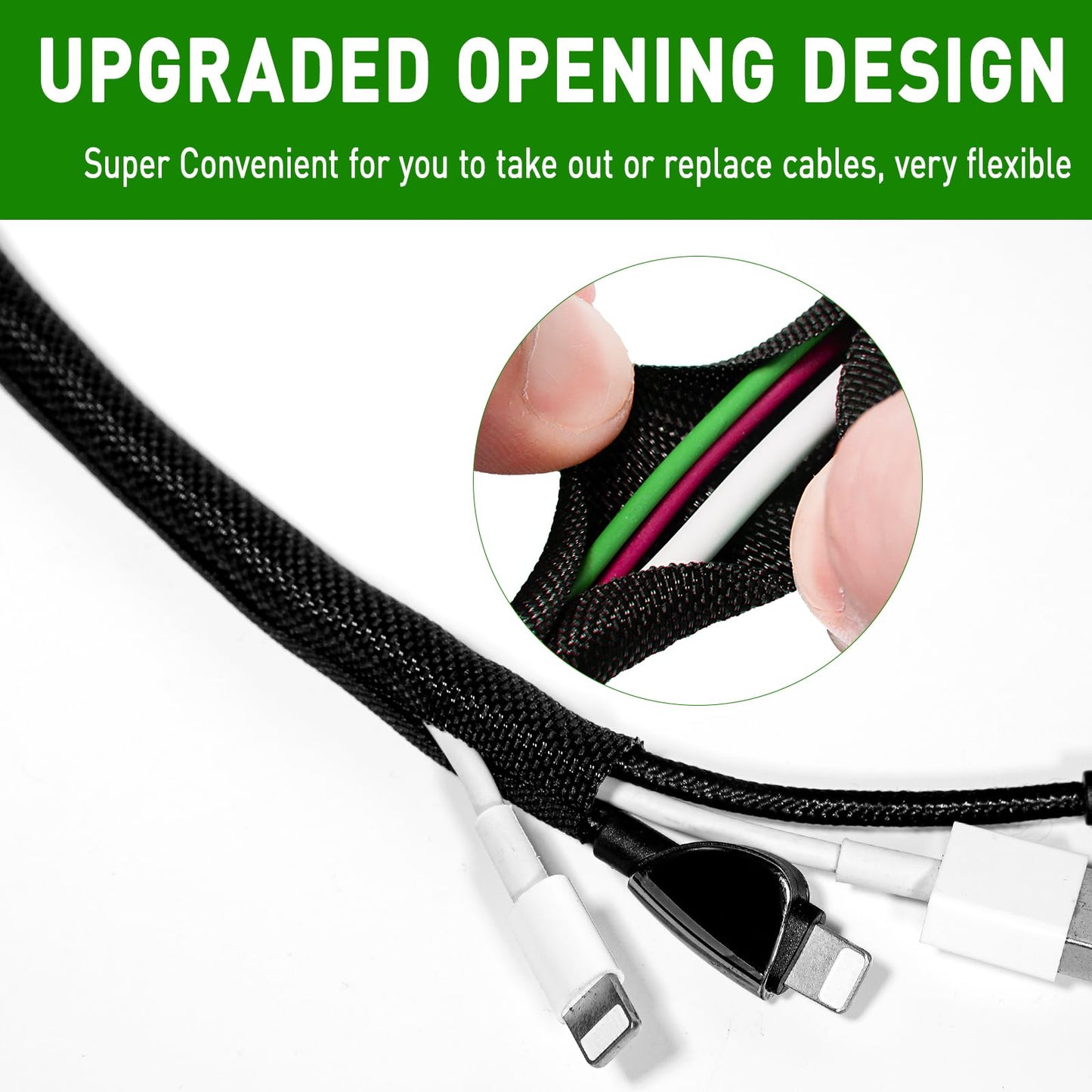25FT Split Cable Management Sleeve Wire Loom Tubing Cord Protector for High-Temperature Automotive Harness Wires and Home Cable