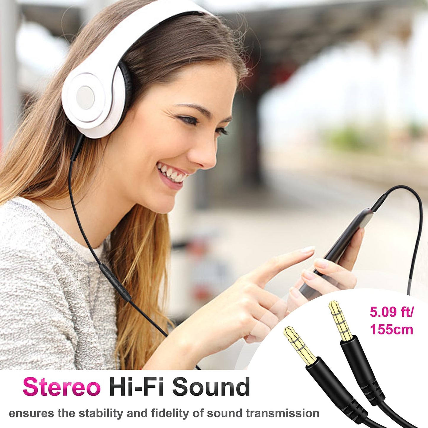 3.5mm Replacement Audio Cable for Beats Headphones Cord Wire Aux Cable Compatible with Beats Solo2 Solo3 Studio3 Wireless HD Pro by Dr. Dre Sony…