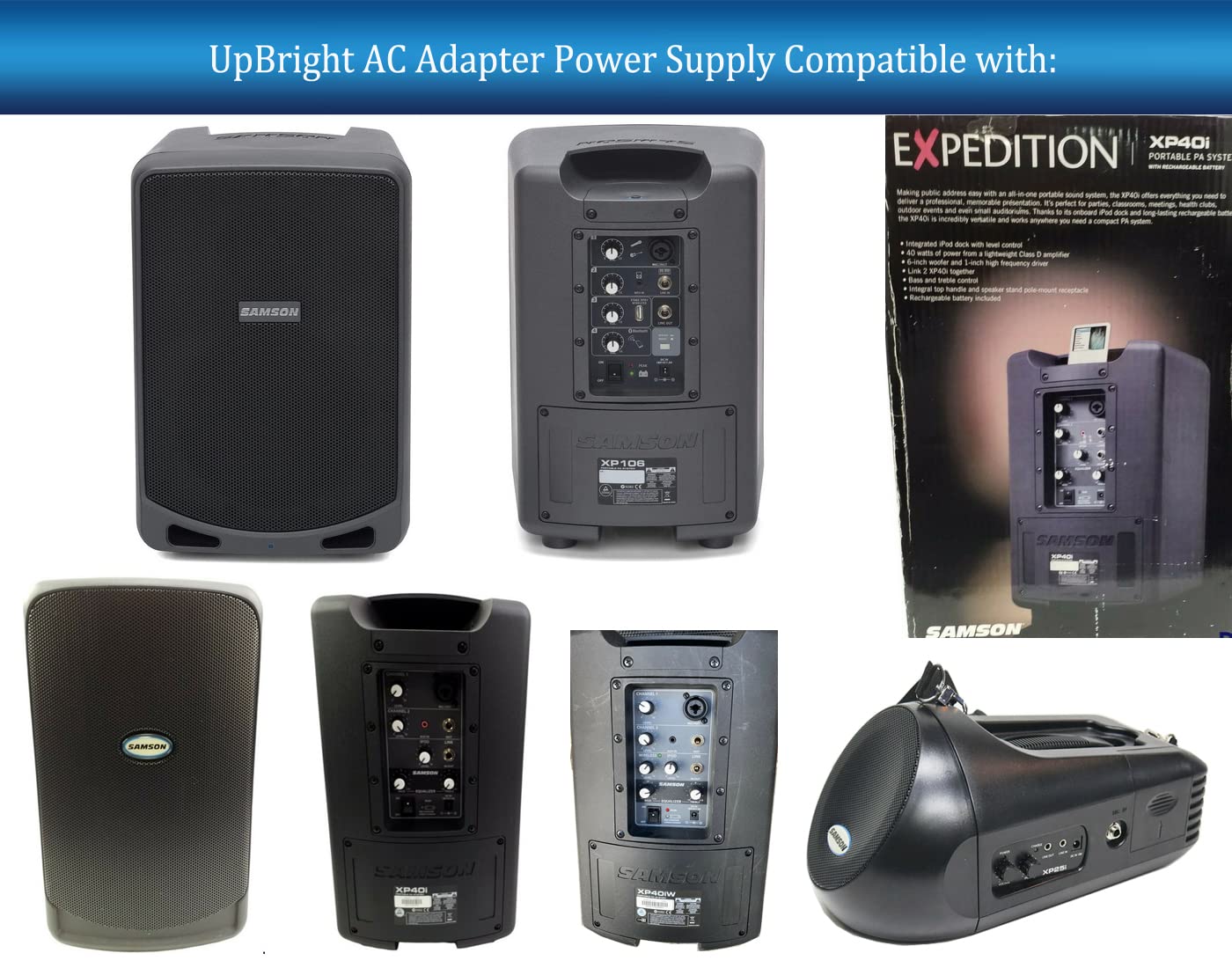 UpBright 18V AC/DC Adapter Compatible with Samson Expedition XP106 XP106w XP-106 XP40i XP40iW XP25i Portable PA System Rechargeable Battery Powered…