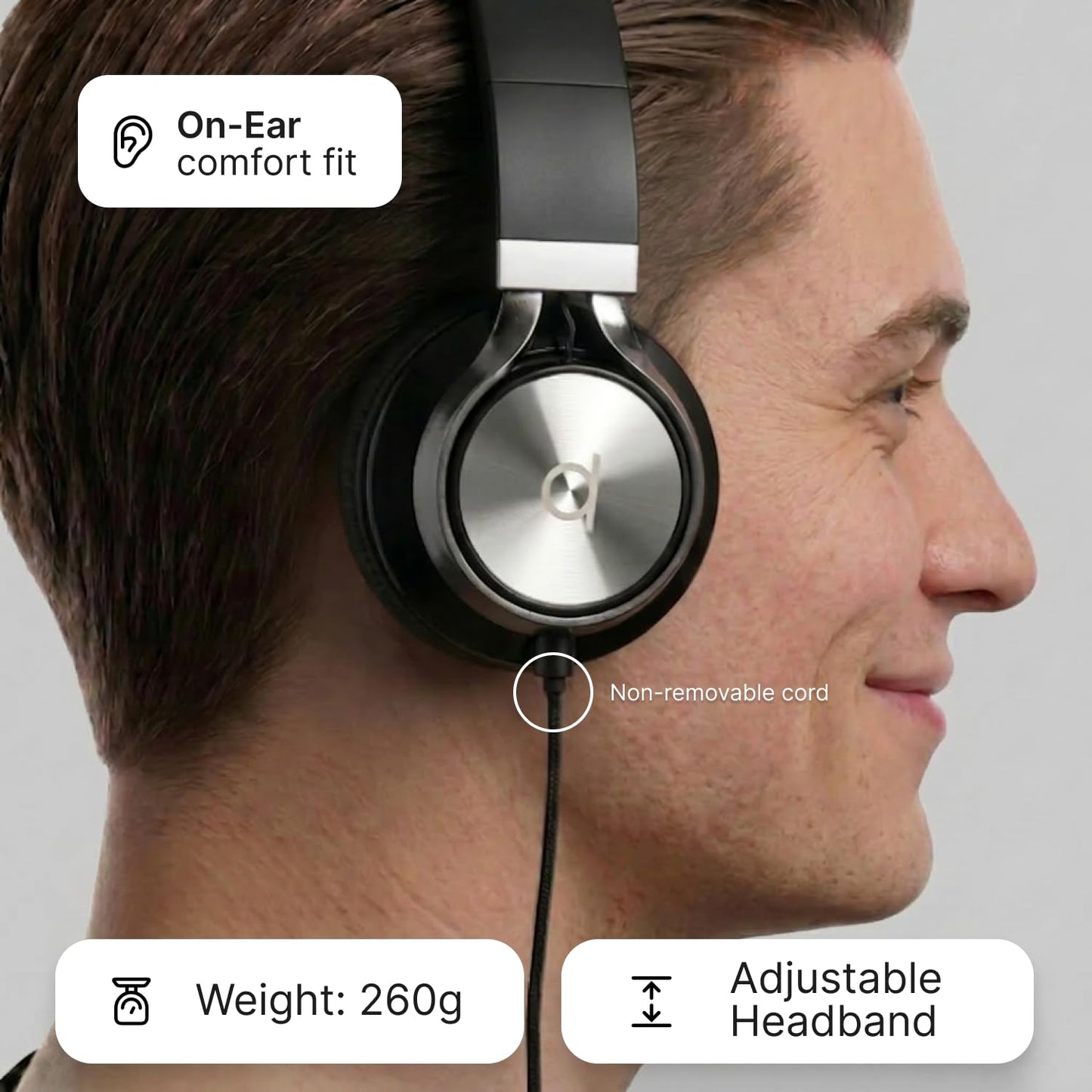ARTIX CL750 Wired Headphones with Mic - Noise Isolating On-Ear Headphones for Computer and Laptop Wired, Plug in Corded Headphone with Wire (Foldable