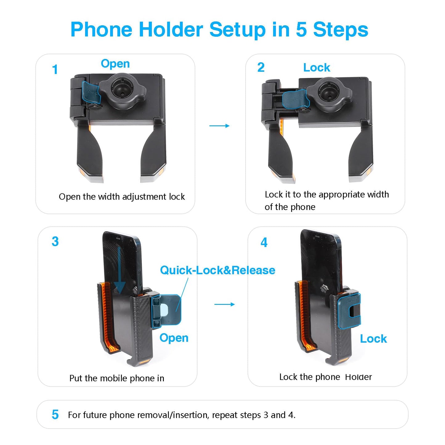 xik Universal Phone Mount Holder for Boat Car Truck Motorcycle UTV - AMPS Round Base, [1s Lock & Release][360° Adjustable], Fits 4.7"-7.2" Phones