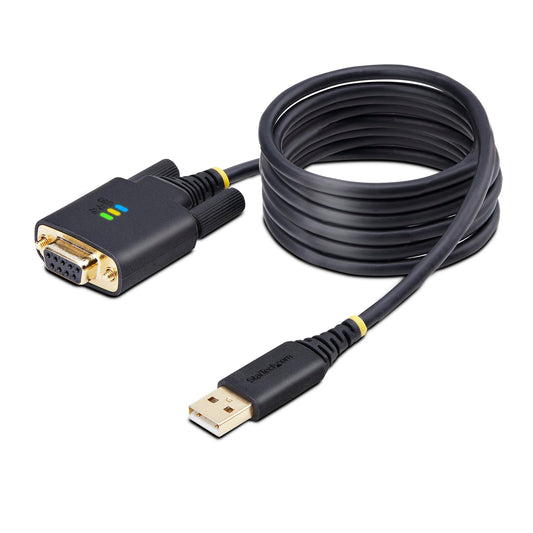 StarTech 6.6ft/2m USB to Null Modem Serial Adapter Cable, COM Retention, FTDI, USB-A to RS232, Changeable DB9 Screws/Nuts