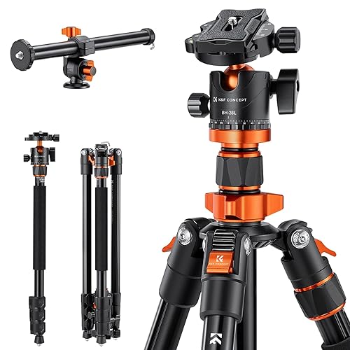 K&F CONCEPT 78 inch DSLR Camera Tripods with Magnesium Alloy Rotatable Multi-Angle Center Column,Load Capacity up to 22lbs/10kg