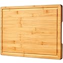 Bamboo Cutting Board for Kitchen, 18" Large Wood Charcuterie Cheese Board, Wooden Chopping Block with Side Handles and Juice Grooves