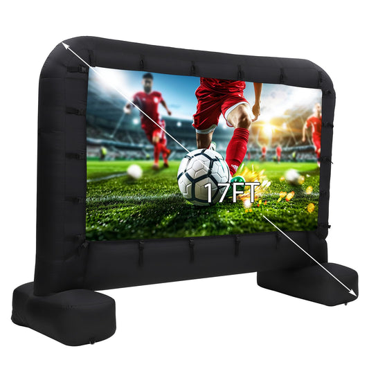 17Ft Inflatable Movie Projector Screen, Outdoor Movie Screen with Quiet Air Blower & Storage Bag, Supports Front/Rear Projection, Easy Setup, Ideal