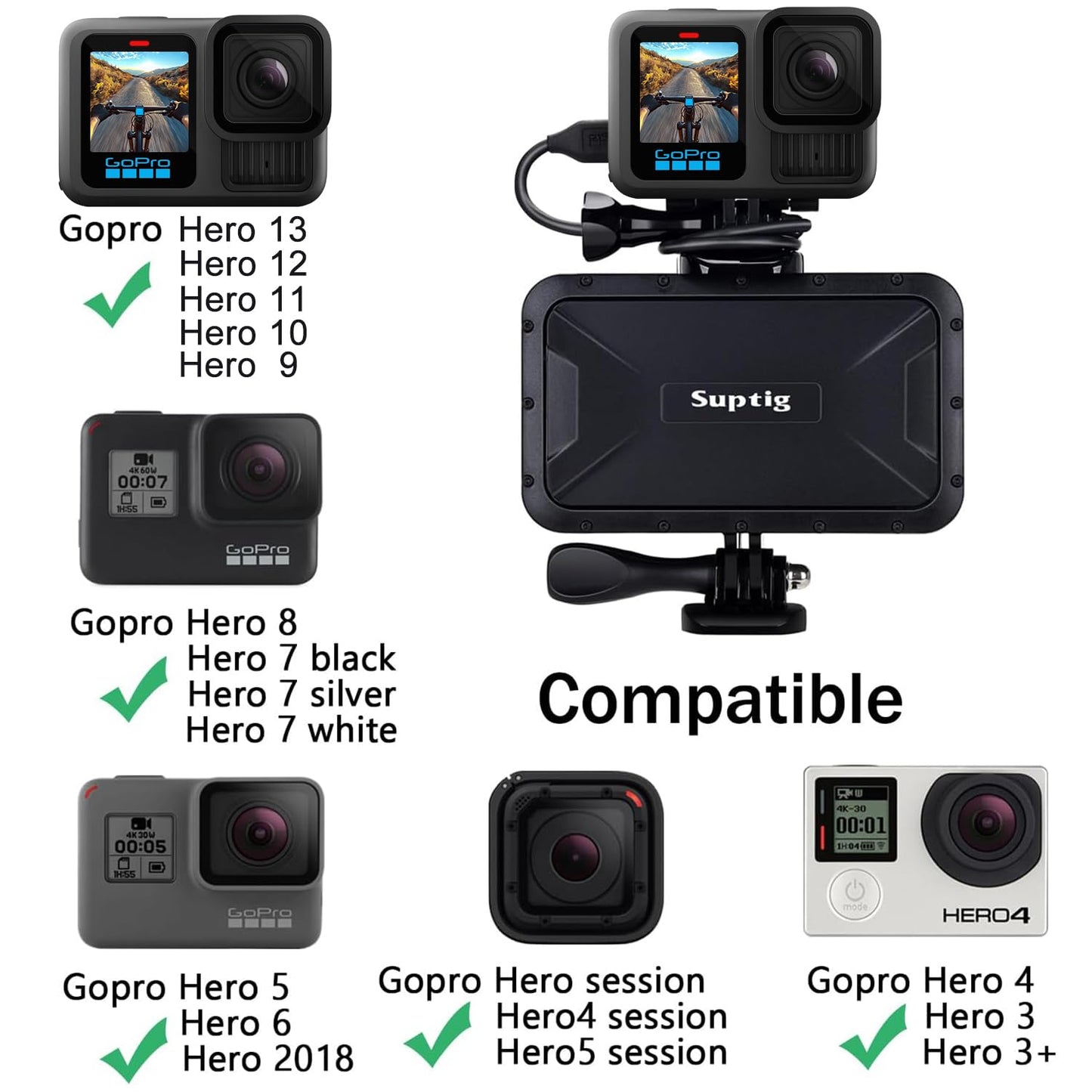 Suptig Portable Charger, 7800mAh Battery Pack Power Bank, Compatible for Gopro Hero 13 Hero 12 11 10 9 8 7 6 5 4 3 3+ Hero Session gopro max 2 DJI