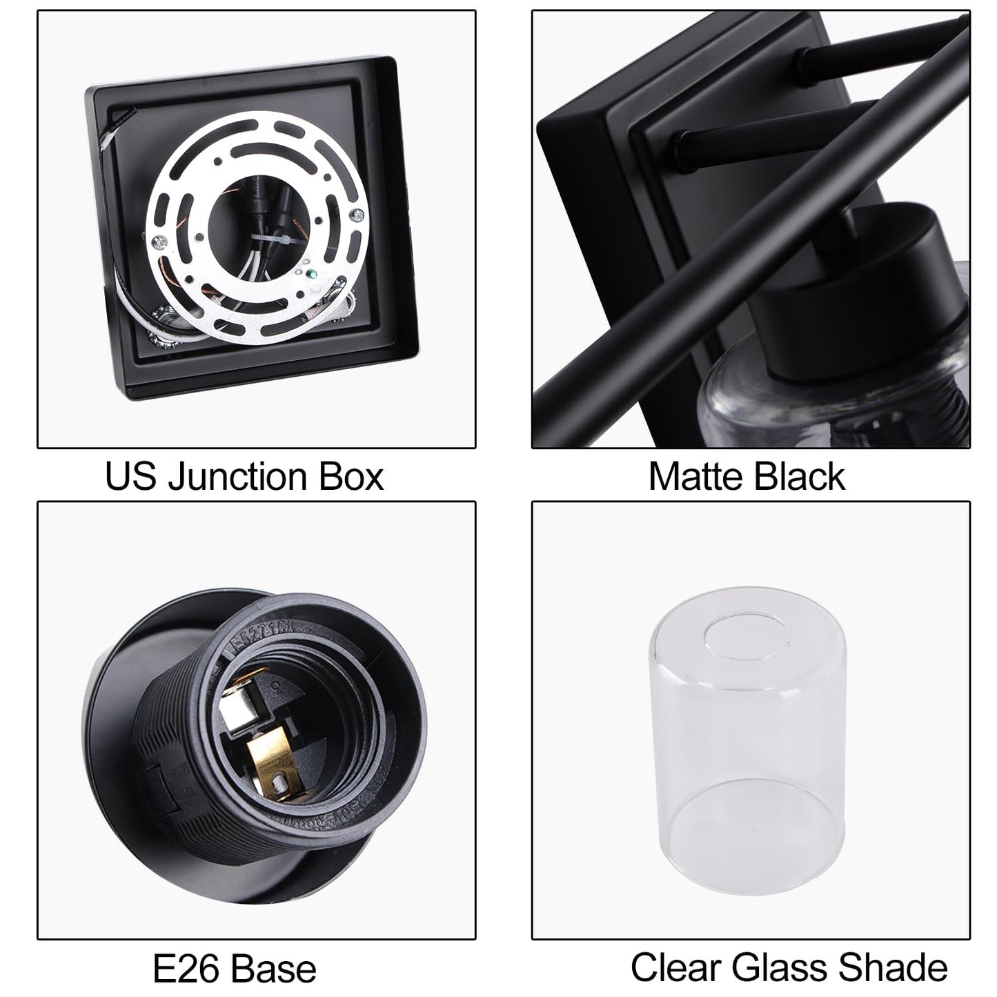 CONUCK 6 Light Bathroom Light Fixtures, 40 Inches Bathroom Lighting Fixtures Over Mirror, Black Vanity Light with Clear Glass Shades