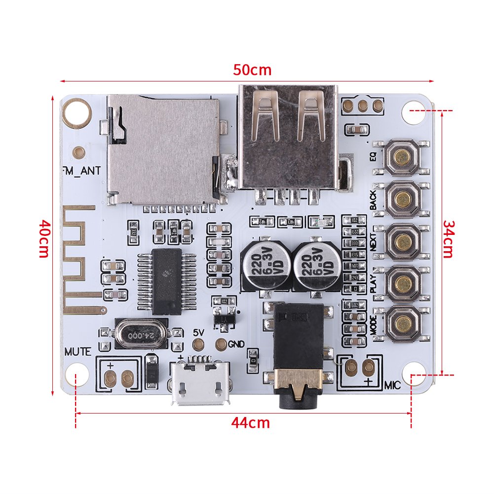 Bluetooth Audio Receiver Board 4.1, Wireless Stereo Audio Module with USB & MicroSD Card Decoding, MP3 Player Sound Board for DIY Car/Home Speaker