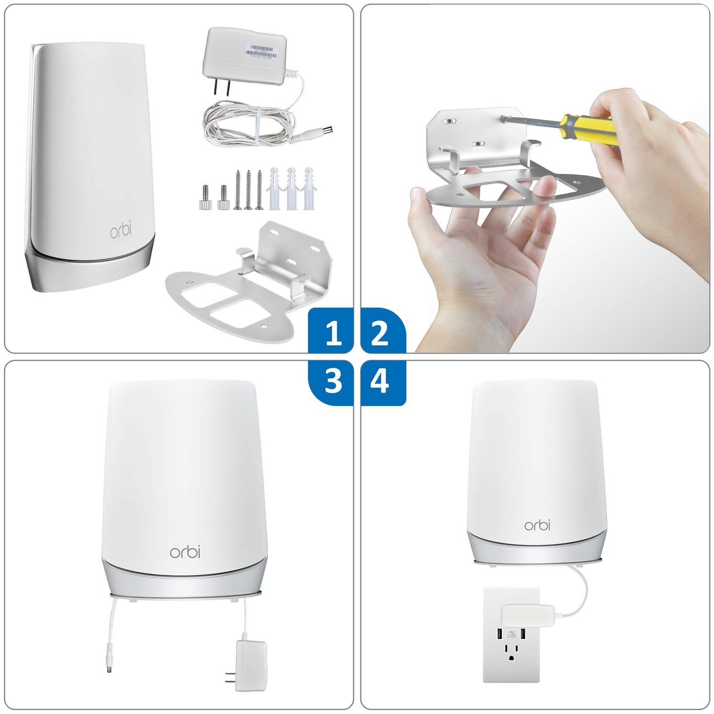 PETIMETI Wall Mount for Netgbear Orbi WiFi 6 Router with Sturdy Metal Stand Compatible Orbi WiFi 6 Router RBK753 RBK852 RBK853 RBS750 RBK752 RBK850