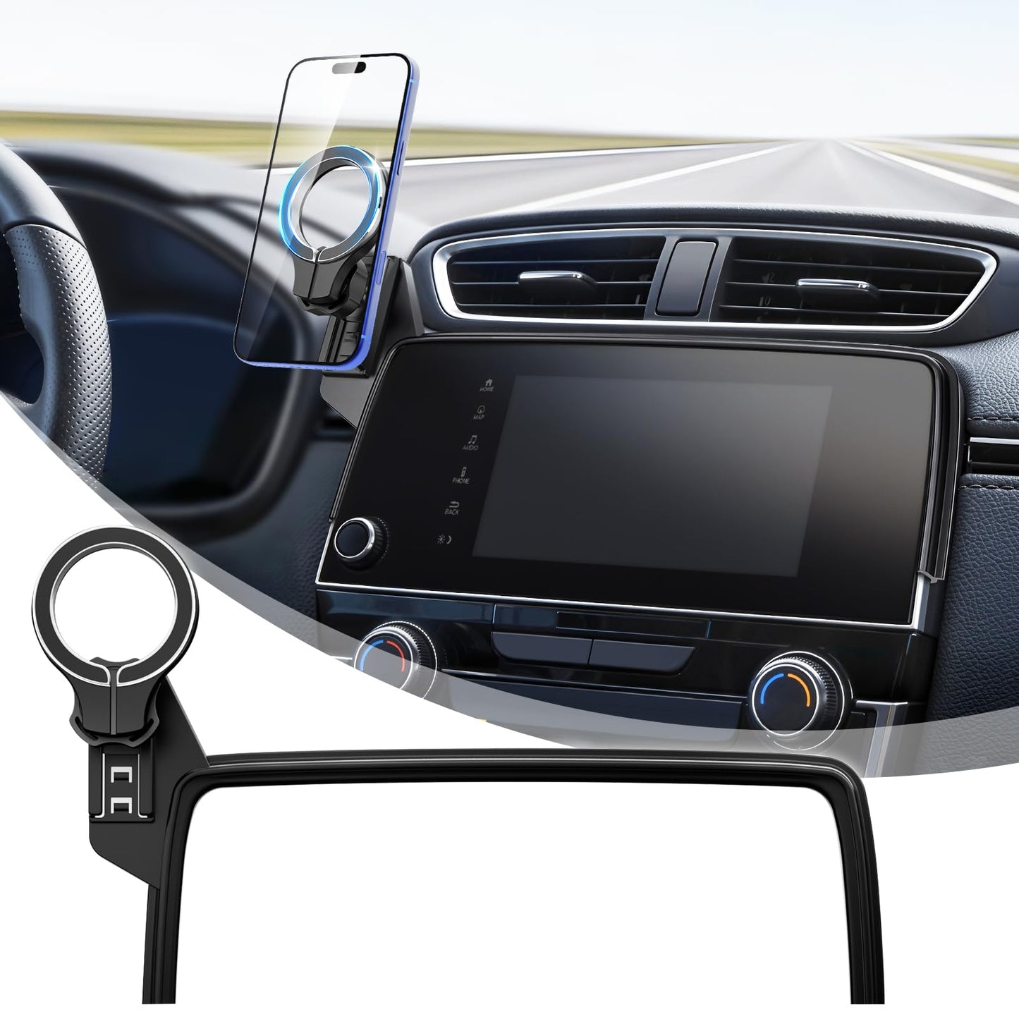 Car Phone Holder for Honda CRV 2017 2018 2019 2020 2021 2022: Magnetic Screen Cell Phone Mount for CR-V 5/7 Inch Touchscreen Accessories - 360°