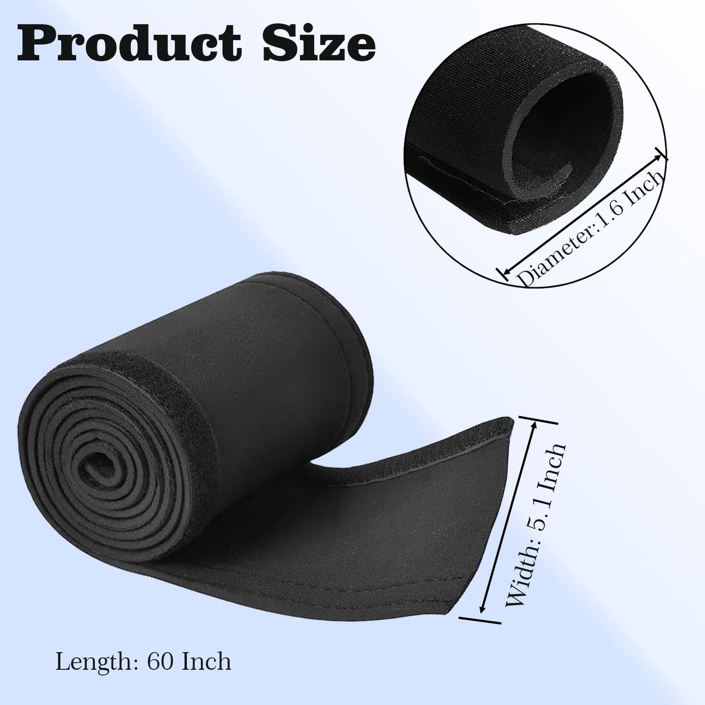 Trolling Motor Cable Sleeve, 60" Made of Black Neoprene Trolling Motor Sleeve, Great for Cover Cables and Extension Cords and Outboard Motor Sleeve