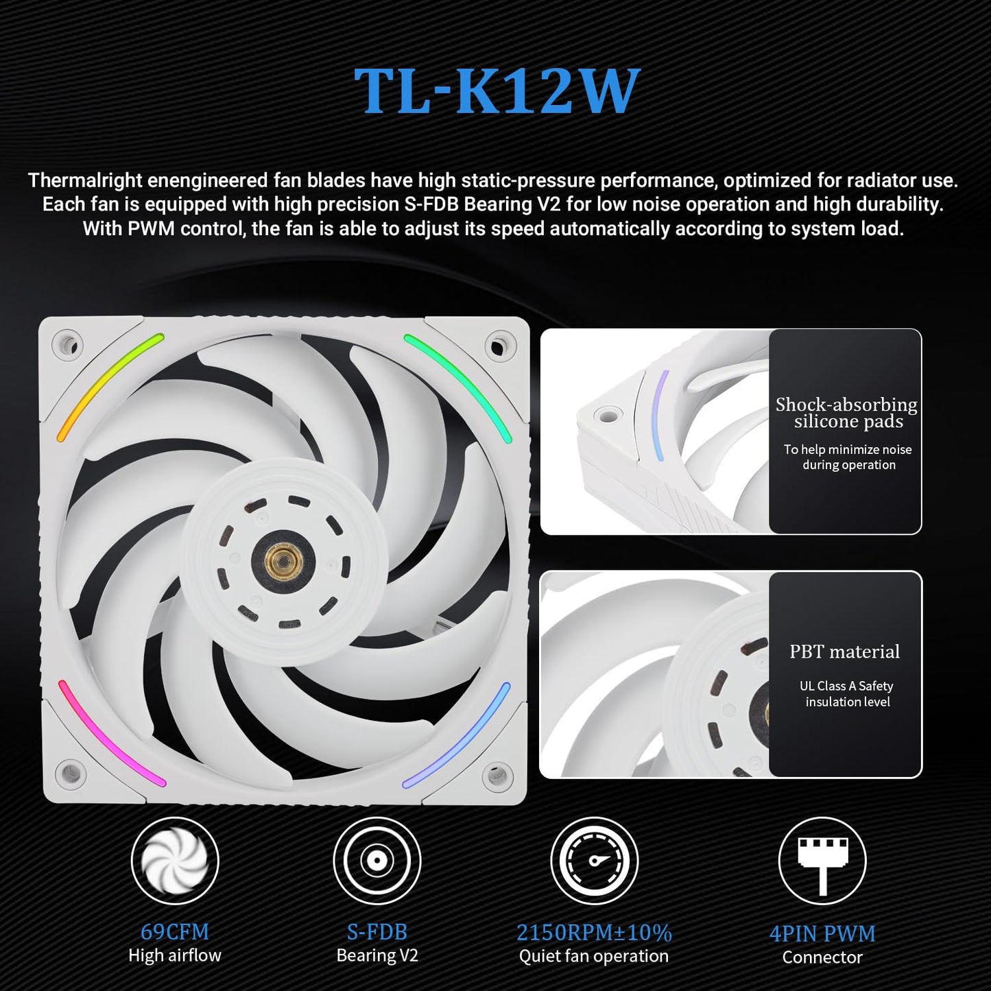 Thermalright Frozen Vision 360 ARGB White Liquid CPU Cooler with 12cm PWM Fan,2.88-inch Square Image 480x480 Resolution LCD Display,Computer CPU Water