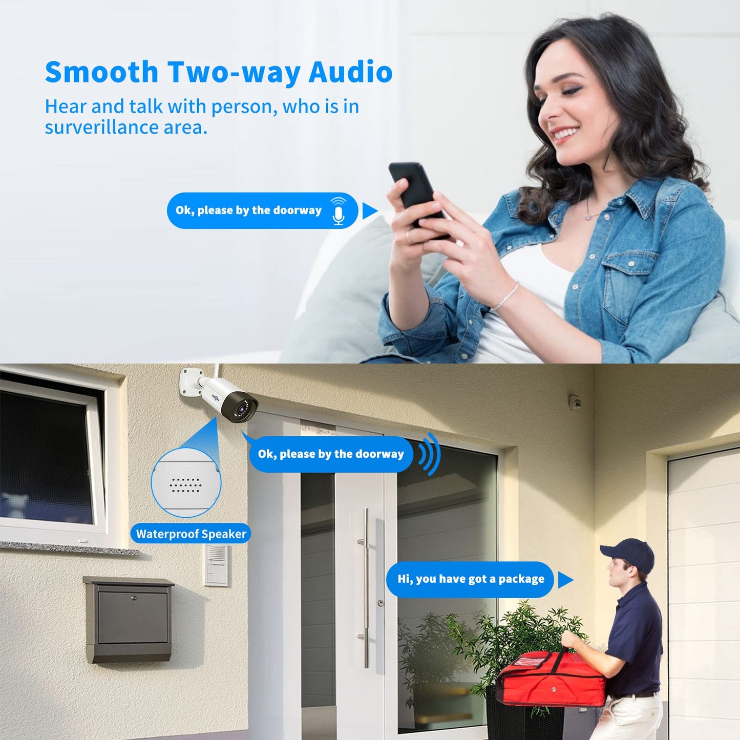 Hiseeu Security Cameras Wireless Outdoor System 5MP WiFi Security Camera IP66 Waterproof -Night Vision Motion Alert with 1TB Storage No Monthly Fees