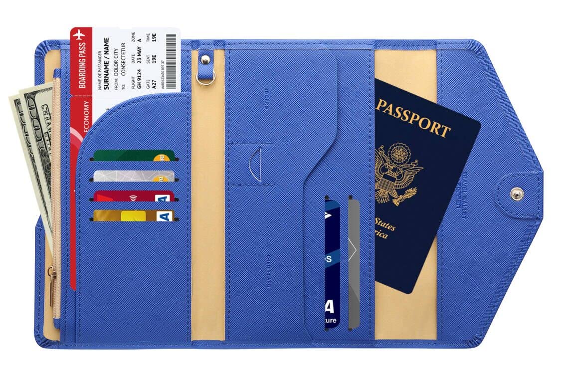 ZOPPEN Multi-Purpose RFID Blocking Travel Passport Wallet Ver.4 – Trifold Document Organizer & Holder, Dazzle Blue