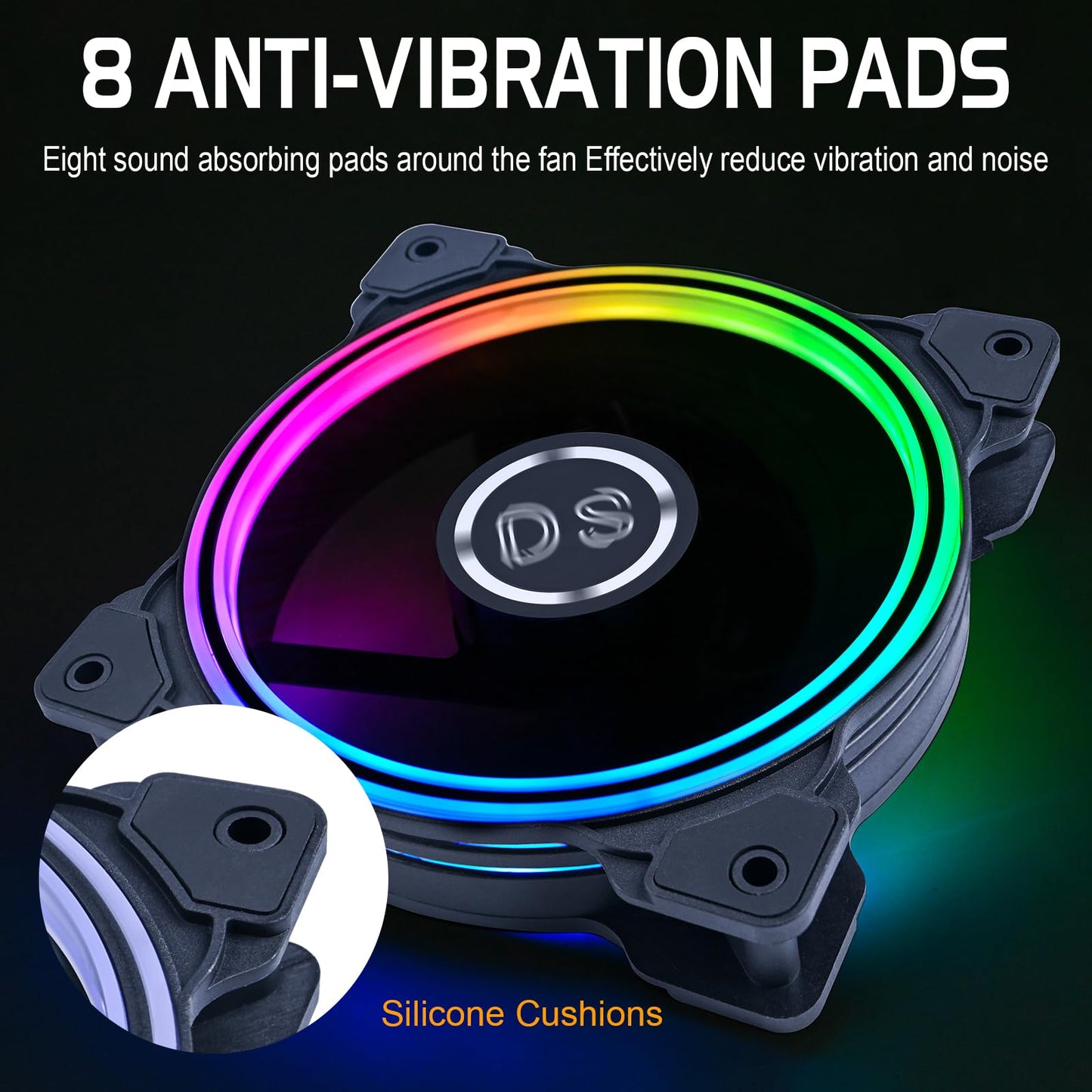 DS 120MM LED Addressable RGB Case Fan with Controller for Computer Cases, Side Lighting for PC CASE, CPU Coolers, Radiators System (3pack RGB Fans