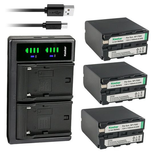 Kastar NP-F990 Battery 3-Pack and LTD2 USB Charger Compatible with Sony CCD-TRV26 CCD-TRV27 CCD-TRV300 CCD-TRV3000 CCD-TRV315 CCD-TRV35 CCD-TRV36