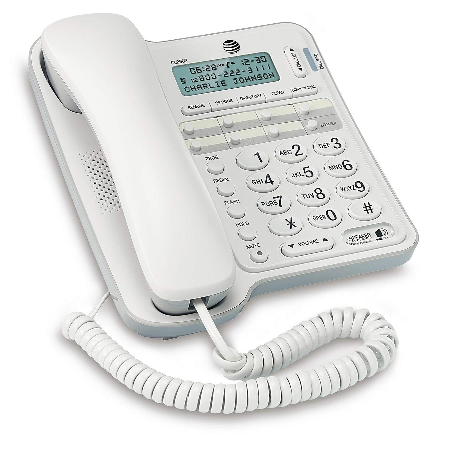 AT&T CL2909 Corded Speakerphone with Caller ID/Call Waiting, White