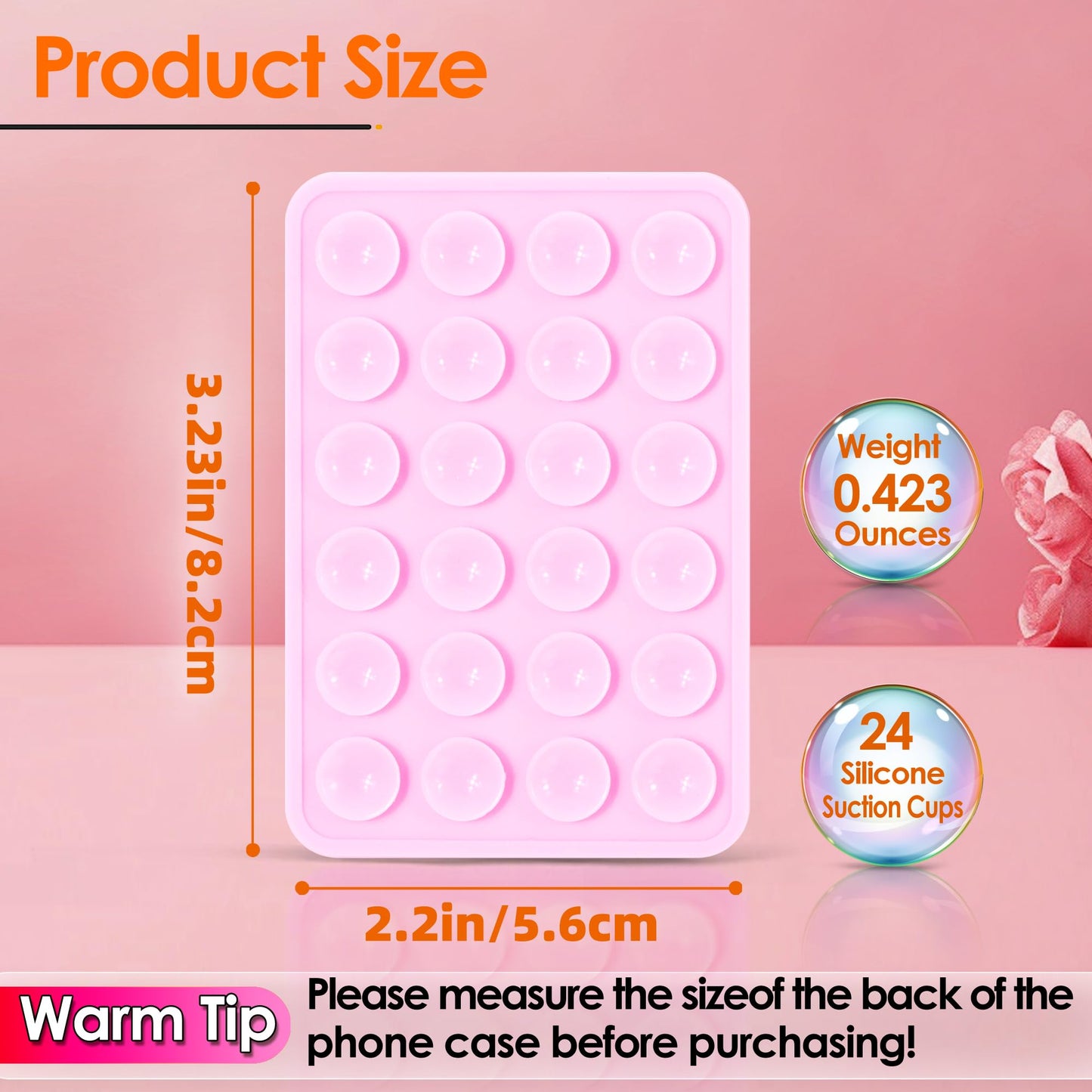 Suction Phone Case Mount, 2Pcs Silicone Phone Suction Grip Compatible with iPhone and Android Cases, Anti-Slip Hands-Free Mobile Accessory Holder