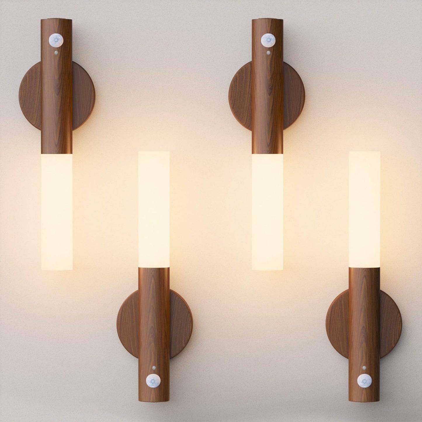 WhitePoplar Rechargeable Motion Sensor Night Lights - 2200mAh Battery Operated Wall Sconces, Wireless Wall Lights Sconce, Magnetic Portable Hallway