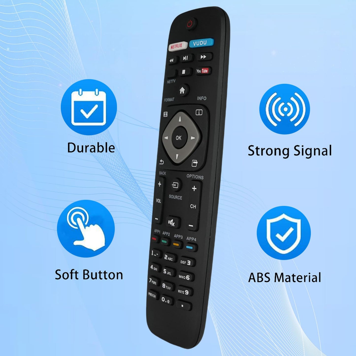Replacement Remote Control for 55PFL5901/F7 55PFL5402/F7 40PFL4609/F7A 40PFL4909/F7A 49PFL4909/F7B Philips Smart TV