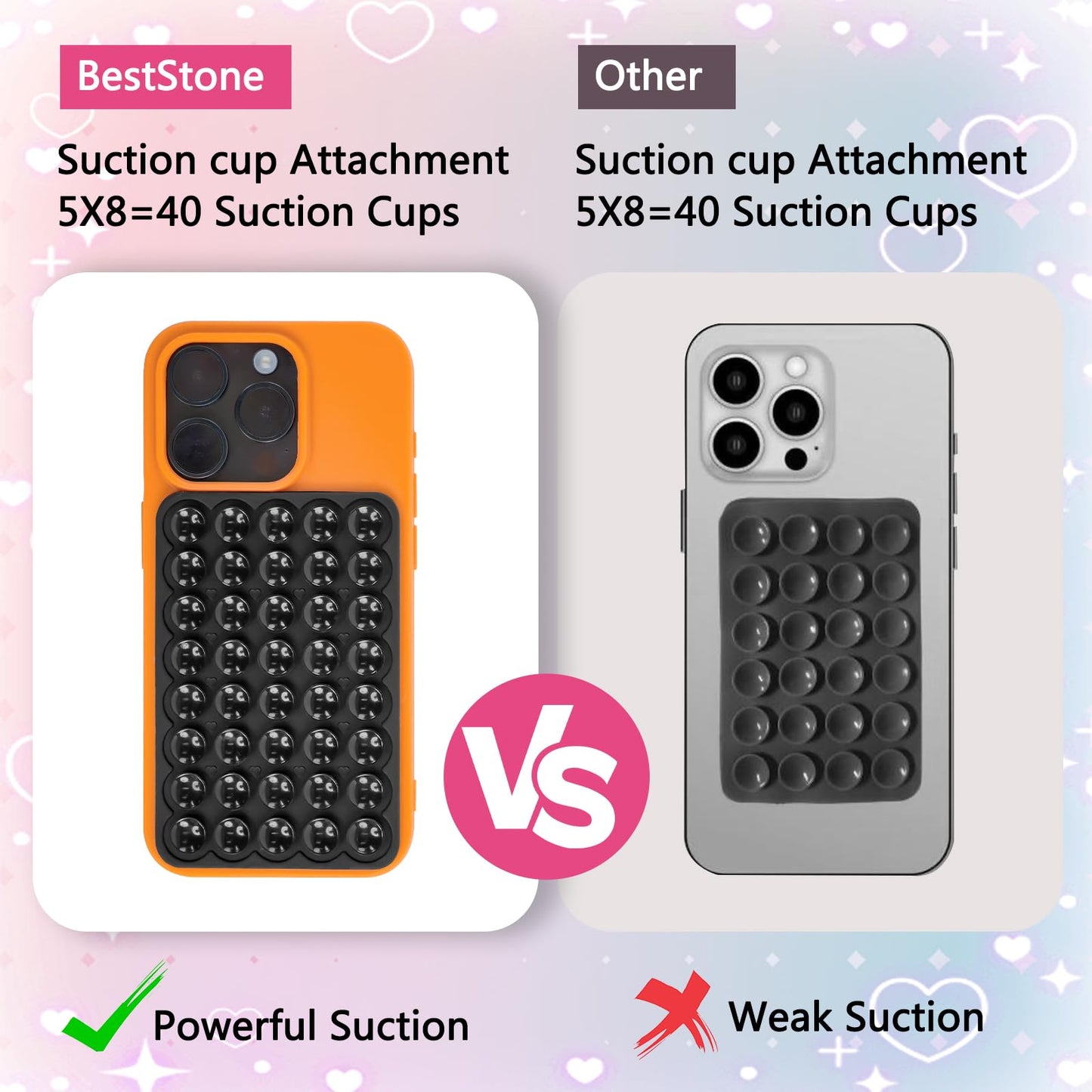 Silicone Suction Cup Phone Case Mount, Silicone Sticky Phone Grip Compatible with iPhone and Android Cases, Suction Bracket on The Back of The Mobile