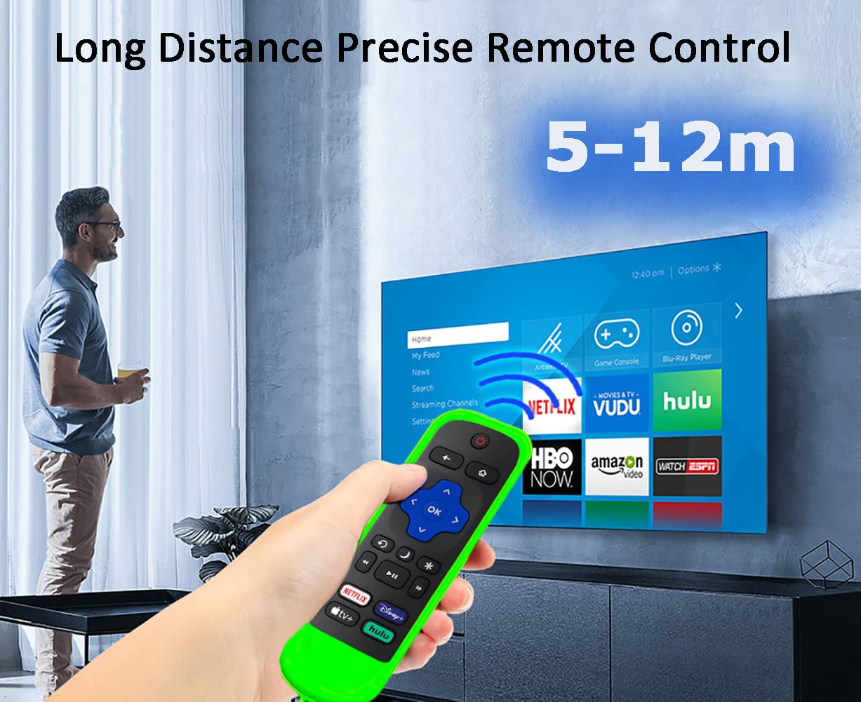 Roku TV Remote Replacement with Protective Case, Remote Control for TCL Hisense Onn Sharp Philips Element RCA Roku TVs, No Programming Needed